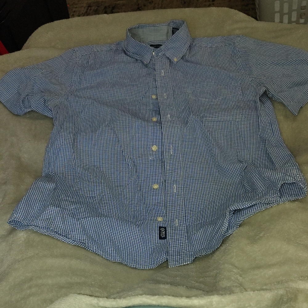 Chaps Blue and White Checkered Casual Shirt